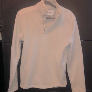 Men Small tan quarter button fleece sweater.